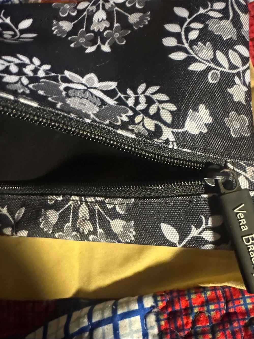 Vera Bradley Navy and White Floral Zip Cosmetic Pouch